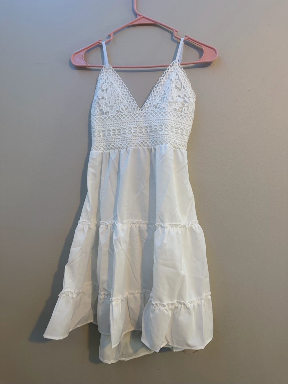 Girls White Lace Tiered Sundress